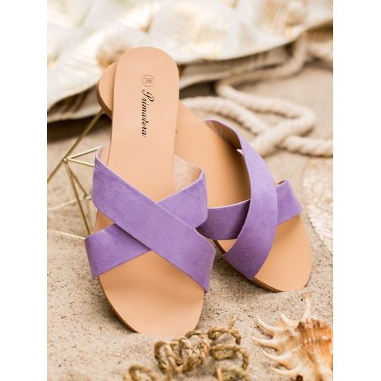 Pohodlné ploché sandály fialové