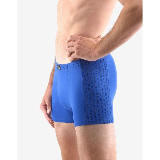 GINA pánské boxerky s kratší nohavičkou, kratší nohavička, šité, s potiskem 73117P - modrá lékořice