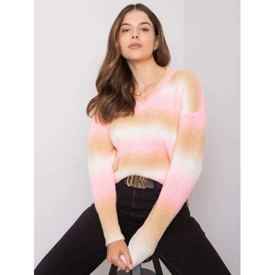 Dámský růžovo-béžový svetr