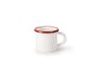 Enamel mug red and white 8 cm