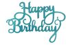 Tyrkysový zápich - topper na tortu Happy Birthday 14 cm