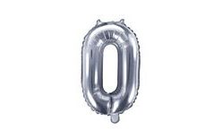 Balloon foil numerals silver 35 cm - 0 (NOT FILLABLE WITH HELIUM)