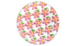 Cukrová dekorace - květy jednoduché s lístkem 35 ks růžové