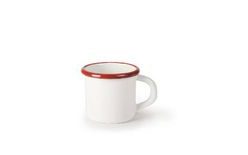 Enamel mug red and white 8 cm