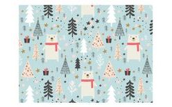 Wrapping paper LUX - Christmas trees and bears - sheets 100x70 cm
