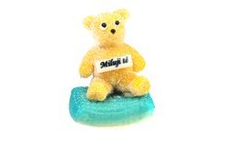 Marzipan cake topper teddy bear "I love you" (blue)