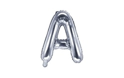 Fóliový balón písmeno "A", 35 cm, strieborný (NEMÔŽE SA NAPLNIŤ HELIOM)