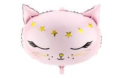 Balón foliový kočka 48 x 36 cm - růžová