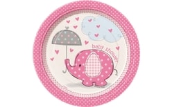 Taniere umbrellaphants "Baby shower" - Dievča / Girl -17 cm, 8 ks