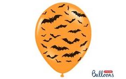 Thick Balloons 30 cm PASTEL - ORANGE Bats - 1 pc - Halloween