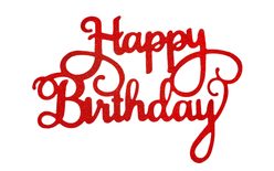 Červený zápich - topper na tortu Happy Birthday 14 cm