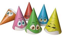 Happy party hats - different colours 6 pcs in a pack