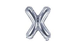 Fóliový balón písmeno "X", 35 cm, strieborný (NELZE PLNIT HELIEM)