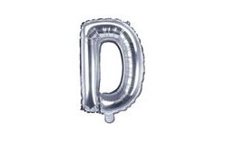 Balloon foil letter "D", 35 cm, silver (NELZE PLNIT HELIEM)