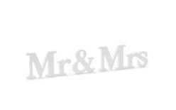 Wooden sign Mr & Mrs - white, 50 x 9,5 cm