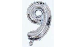 Balloon foil numerals silver 35 cm - 9 (NELZE PLNIT HELIEM)