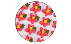 Cukrová dekorácia - Kvety jednoduché s lístkom 35 ks červené