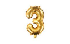 Balloon foil numerals gold 35 cm - 3 (CANNOT FILL HELIEM)