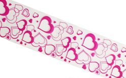 Cake foil tape w. 5 cm - clear with printed heart - 100 m