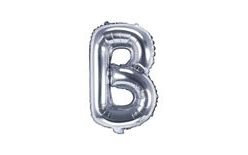Fóliový balón písmeno "B", 35 cm, strieborný (NELZE PLNIT HELIEM)