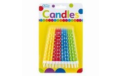 Birthday candles with polka dots, coloured 24 pcs