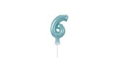 Balloon foil numerals turquoise (Tiffany) 12,5 cm - 6 with holder
