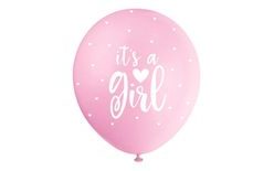 Latex balloons - "It's a Girl" - HOLKA - pink and white - 5 pcs - 30 cm