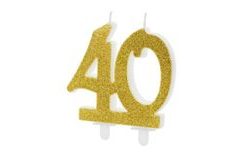 Birthday candle 40, GOLD - 7,5 cm