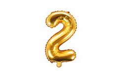 Balloon foil numerals gold 35 cm - 2 (CANNOT BE FILLED WITH HELIUM)