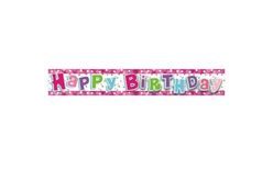 Happy Birtday Banner Garland 180 cm pink