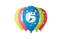 Balónky potisk čísla "6" - 5ks v bal. 30cm