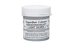 Stříbrná prachová barva / náplň do pumpičky Sugarflair - Světle stříbrná - 25g