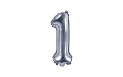 Balloon foil numerals silver 35 cm - 1 (CANNOT FILL HELIEM)