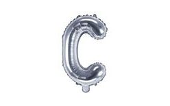 Balloon foil letter "C", 35 cm, silver (NELZE PLNIT HELIEM)