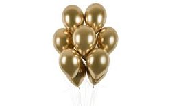 Balónky chromované 50 ks zlaté lesklé - průměr 33 cm