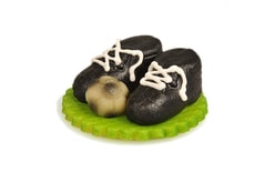 Football boots with a ball from marzipan - black