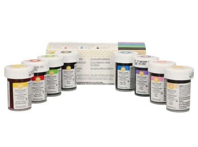 Set of eight basic gel paste colours from Wilton