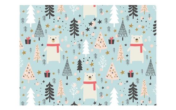 WRAPPING PAPER LUX - CHRISTMAS TREES AND BEARS - SHEETS 100X70 CM