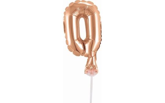 BALLOON FOIL NUMERALS - 0 - ROSE GOLD 12,5 CM WITH HOLDER