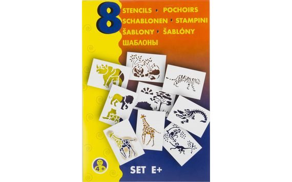 STENCILS FOR BLOWING MARKERS, LATTE ART AND CAKES EXOTIC ANIMALS - 8 PCS