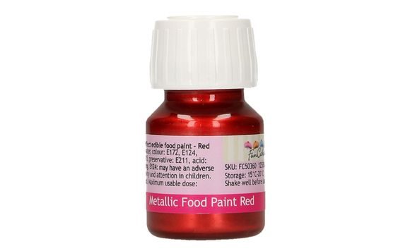 JEDLÁ ČERVENÁ METALICKÁ POTRAVINÁŘSKÁ BARVA METALLIC FOOD PAINT RED - 30 ML