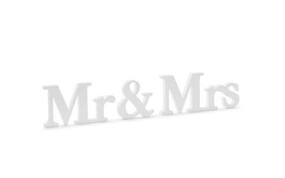 WOODEN SIGN MR & MRS - WHITE, 50 X 9,5 CM