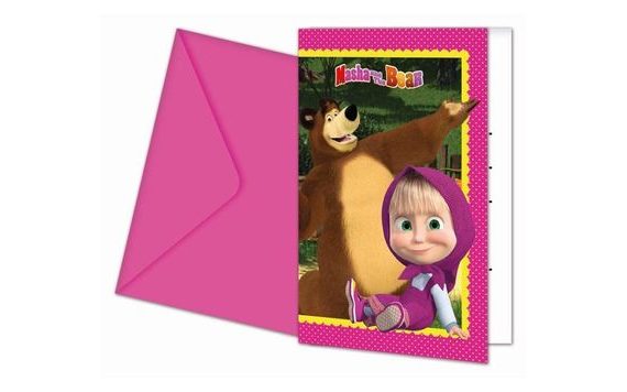 INVITATIONS MASHA AND BEAR 6 PCS