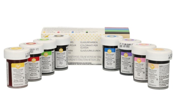 SET OF EIGHT BASIC GEL PASTE COLOURS FROM WILTON