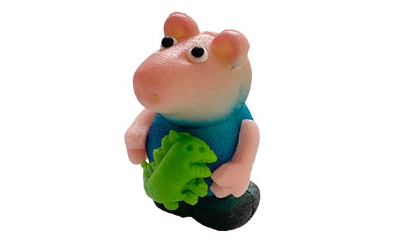 PEPPA PIG - TOM WITH DINOSAUR - MARZIPAN CAKE FIGURINE