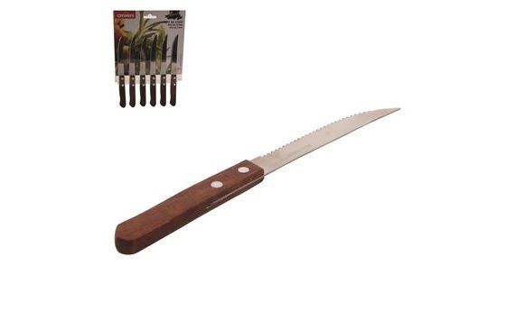 STEAK KNIFE - STAINLESS STEEL/WOOD - 6 PCS