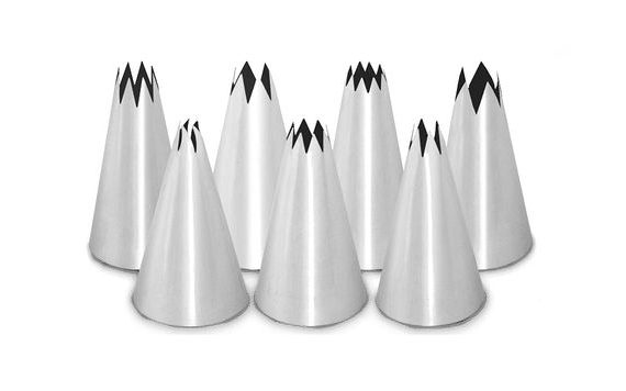 SET OF 7 PIPING NOZZLES - STAR-SHAPED