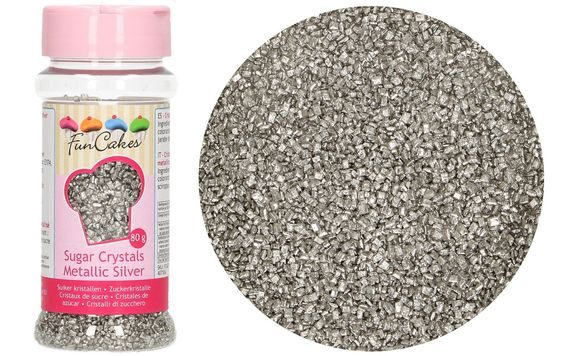 COLOURED EDIBLE SUGAR - METALLIC SILVER - 80 G