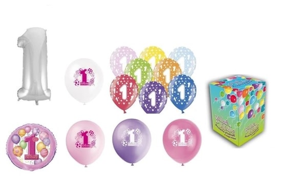 HELIUM FOR BALLOON FILLING + BALLOONS FOR GIRL'S 1ST BIRTHDAY PARTY - 420 L