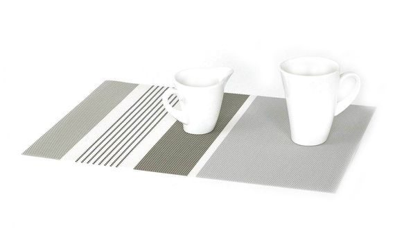 PLASTIC PLACEMAT GREY-PINK STRIPES